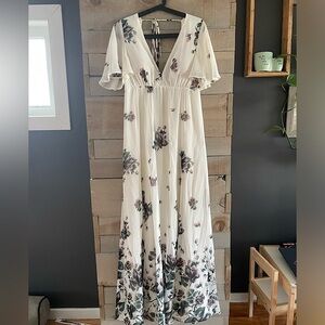 Floral deep V maxi dress